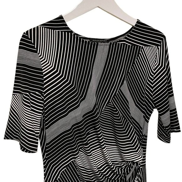 Banana Republic Black & White Dress Geometric Print Stretch Jersey Size M - Picture 2 of 9
